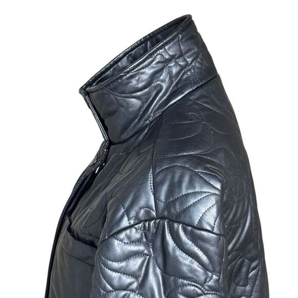 Avec Les Filles "with the girls" NWT black quilted faux leather crop jacket size - Picture 6 of 15